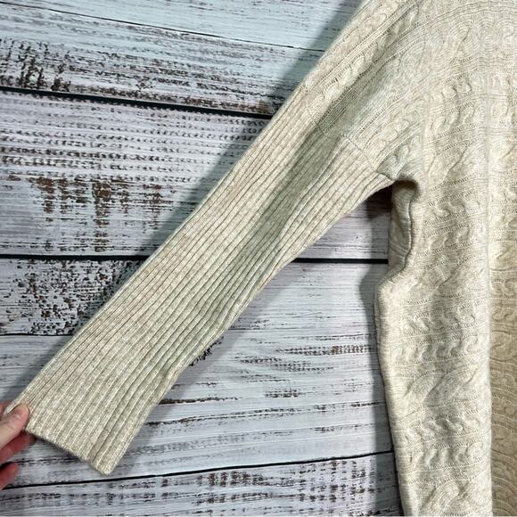 Soft Surroundings Alena Sweater In Oatmeal Heather LARGE Cable Knit - Picture 7 of 12